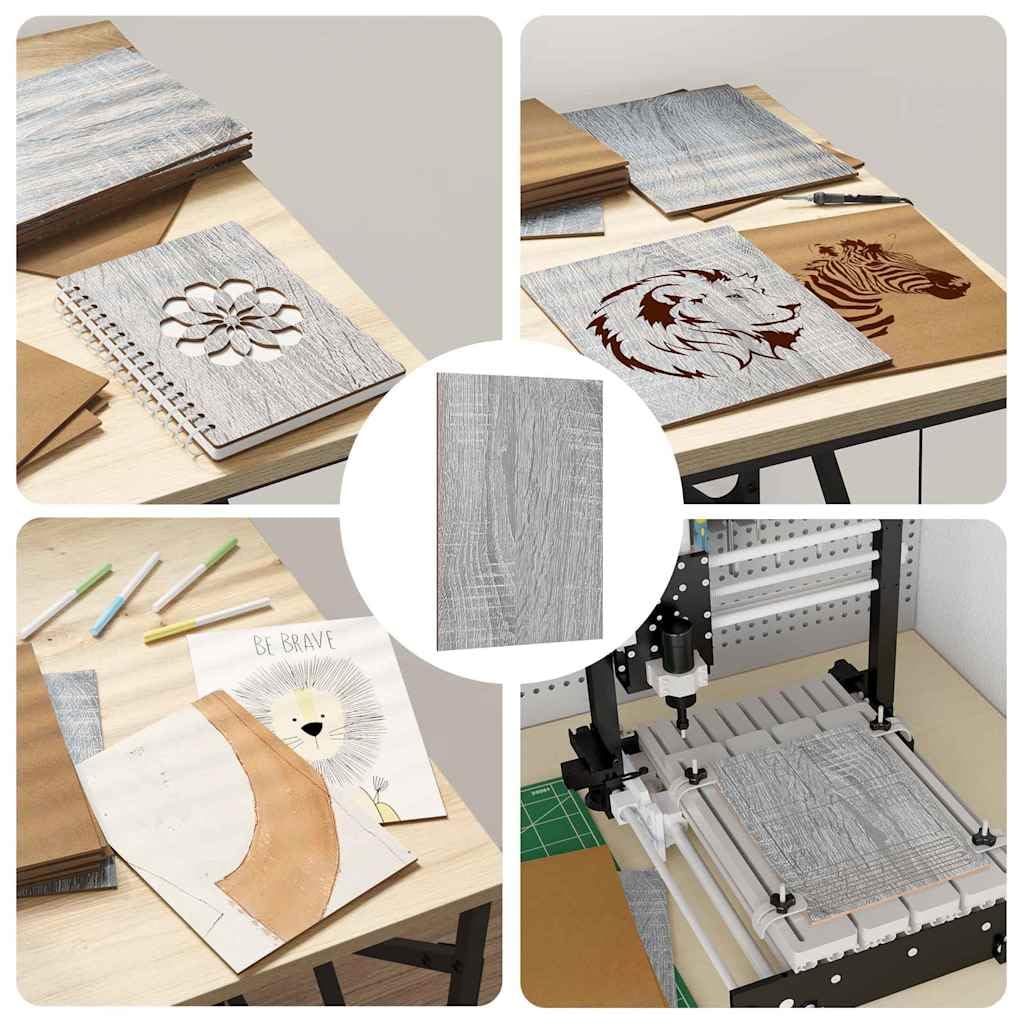 Dekoplatten Holzwerkstoff Graues Sonoma 15 x 21 x 0,27 cm 50 Stück Bastelholz Bastelset zum Bemalen Formen Holzplättchen für Kindergeburtstag Basteln Innenbereich