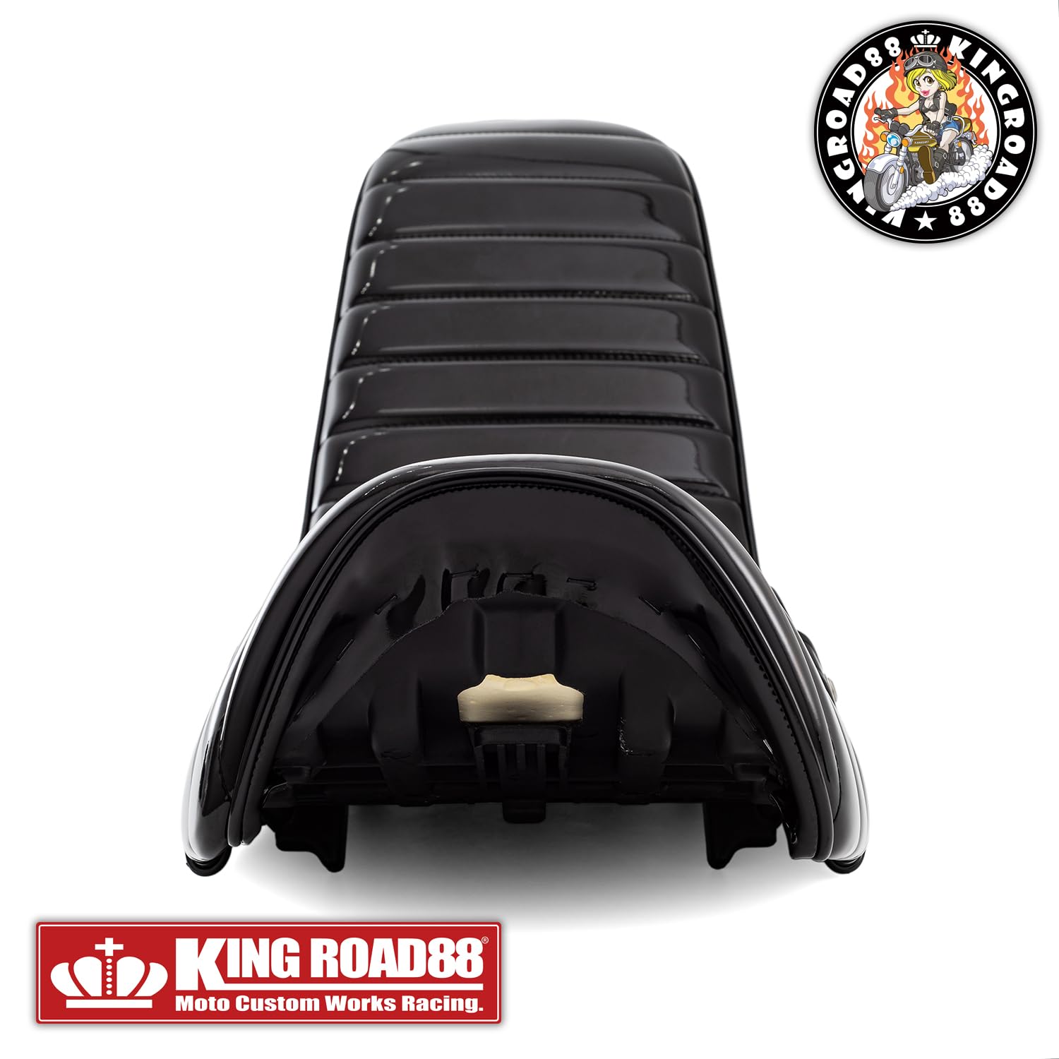 xjr400 チョビ3段シート　黒　30cm 合皮　エナメル ヤマハ XJR400 前期 4HM KingRoad88 ロングシート 艶消し ブラック 三