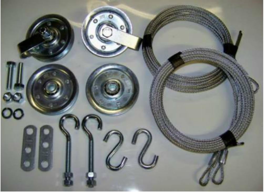 Garage Door Extension Spring Pulley Sheave Kit +SAFETY CABLES & INSTRUCTIONS