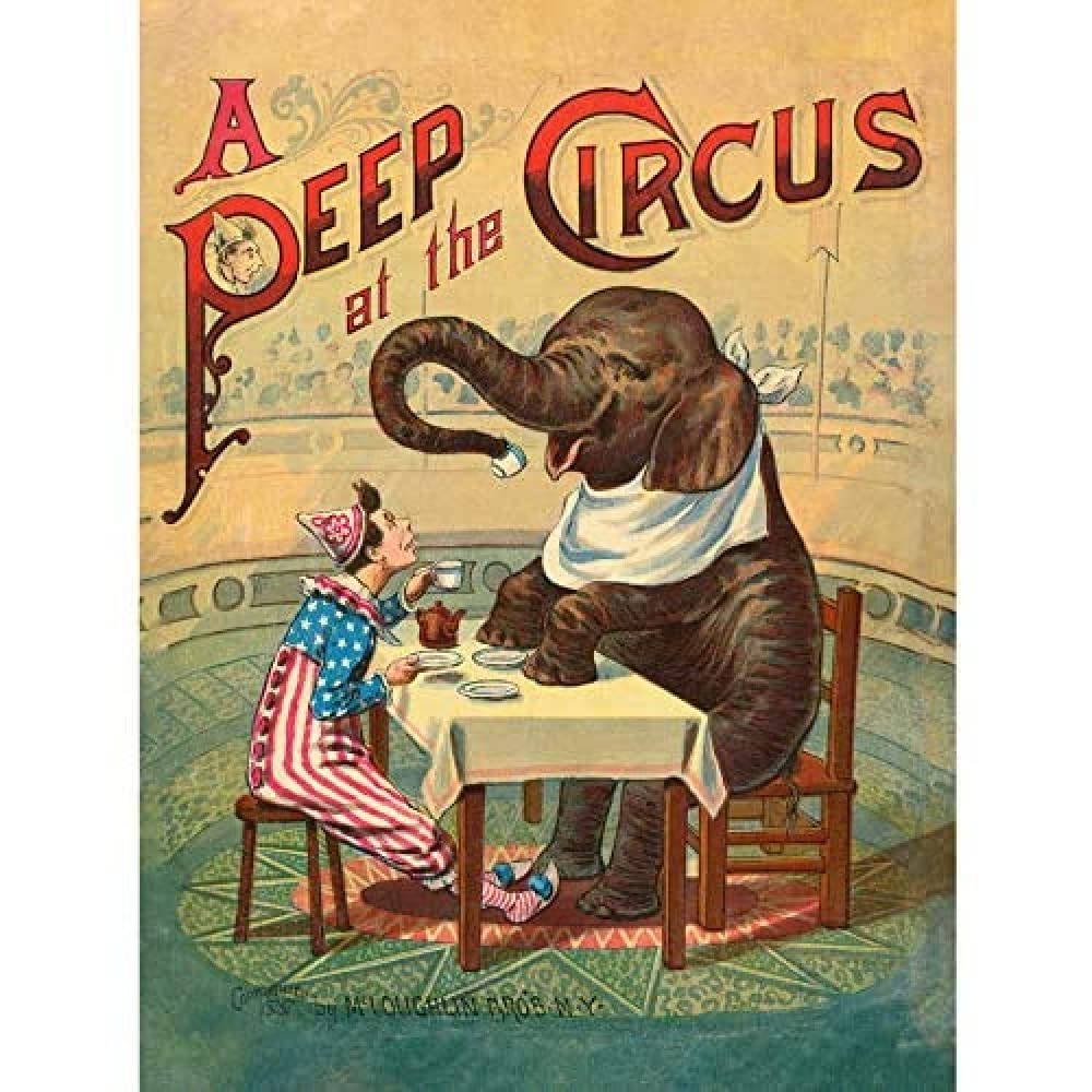 Artery8 McLoughlin Book Cover Circus 1887 Elephant Clown Unframed Wall Art Print Poster Home Decor Premium
