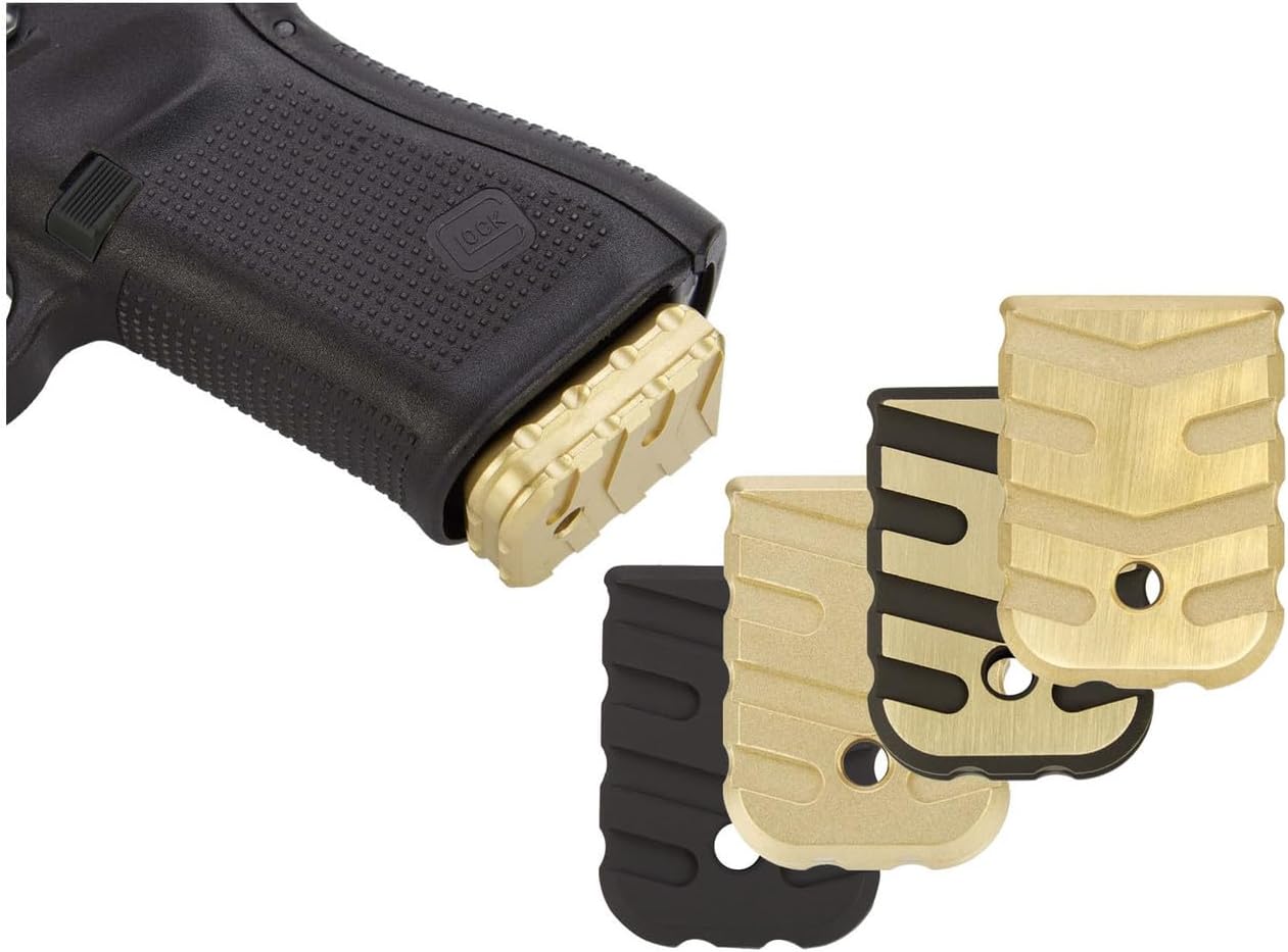 NDZ Performance Weighted Brass Magazine Base Plate for Glock Gen 1-5 – Extra Thick Design for Faster Mag Drops – Fits Glock 19 17 19X 22 23 27 34 45 – Made in USA