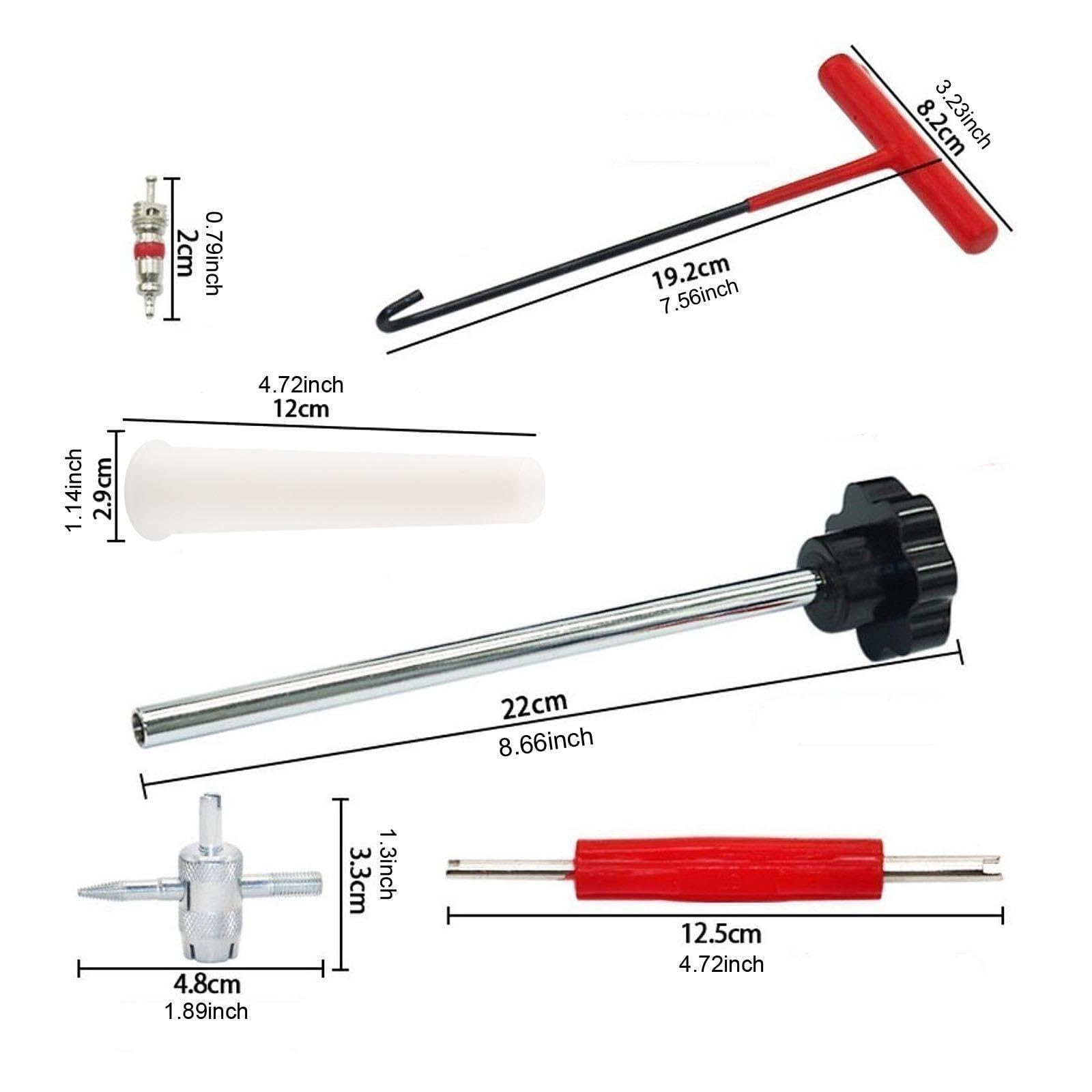 4 Piezas Kit para Reparación de Válvulas de Neumáticos con Instalador de Válvulas Extractor de Núcleos Accesorios Universales Y Resistente Al Desgaste, Negro 22 Piezas