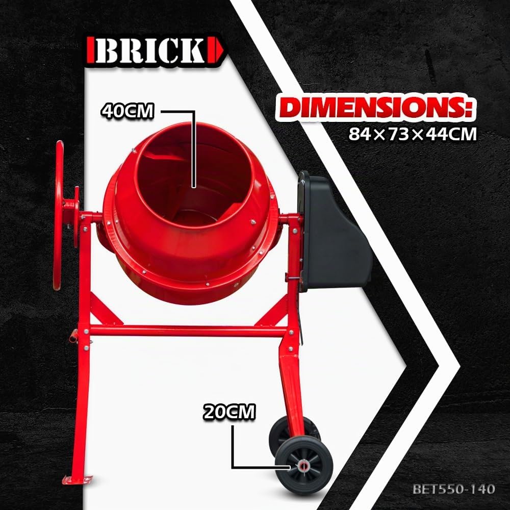 Bétonnière électrique 550w - 140 litres - Avec roues - Brick