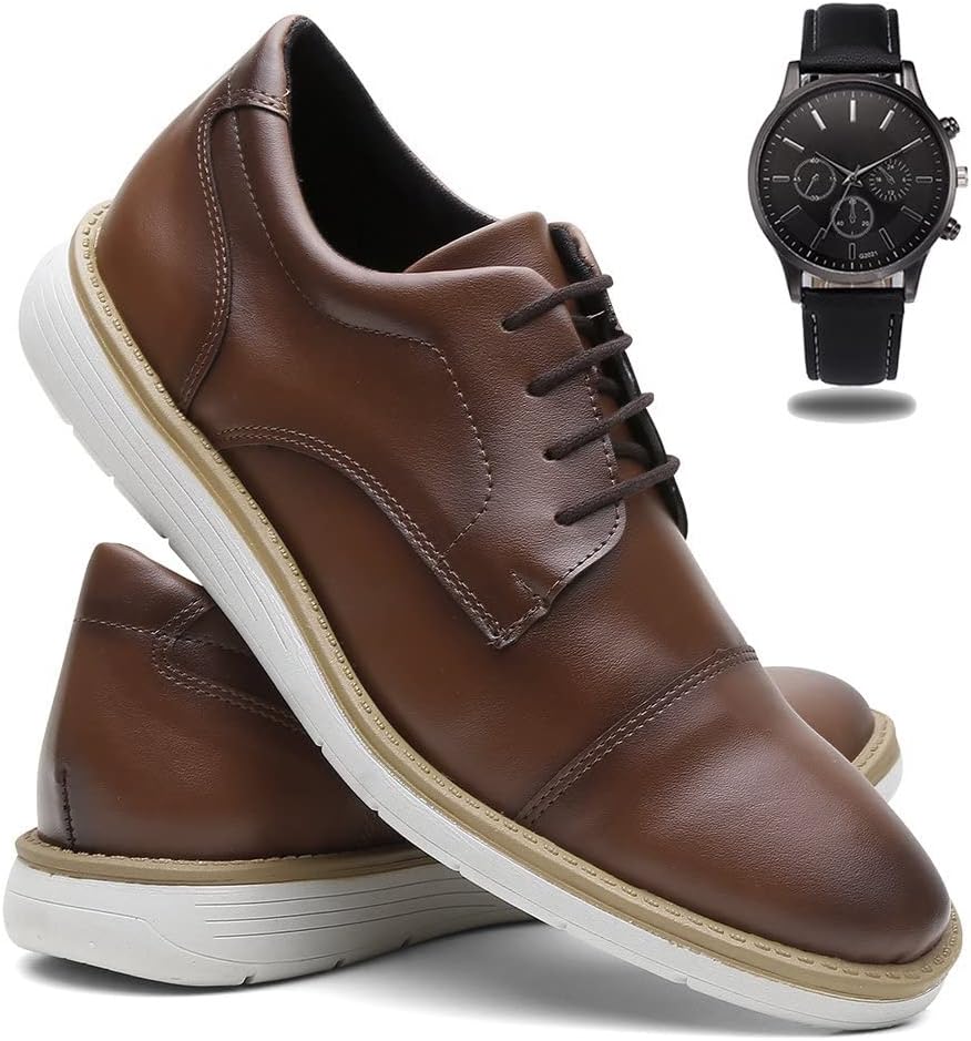 Sapato Social Masculino Casual Oxford Estilo + Relógio