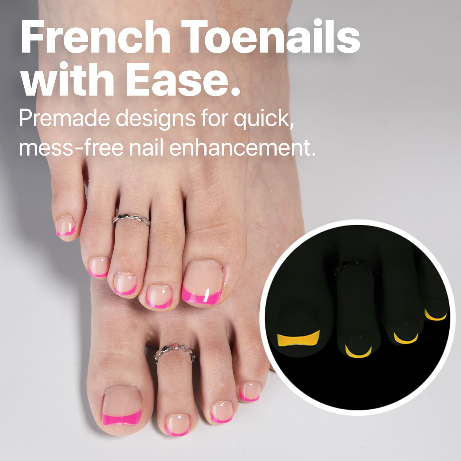 SXC Cosmetics X-Pro Tips French Tip Press-On Toenails, Short