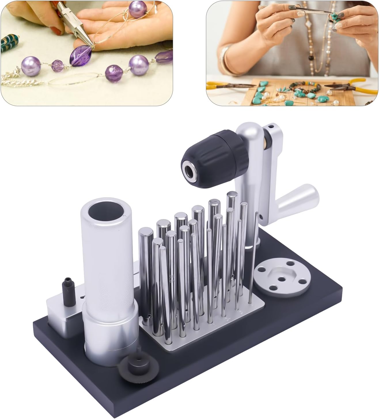 Manual Jump Ring Maker, Professional Manual Wire Drawing Machine with 20 Mandrel Accessory from 2.5mm to 12mm for Crafting & DIY Wire Work