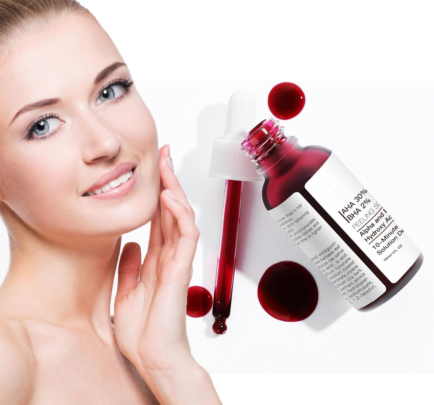 AHA 30% + BHA 2% Peeling Solution, Alpha And Betahydroxy Acids, Smooth Texture & Pore Cleansing, Facial Exfoliant Or Peel, BHA Liquid Exfoliant for Large Pores, Wrinkles & Fine Lines