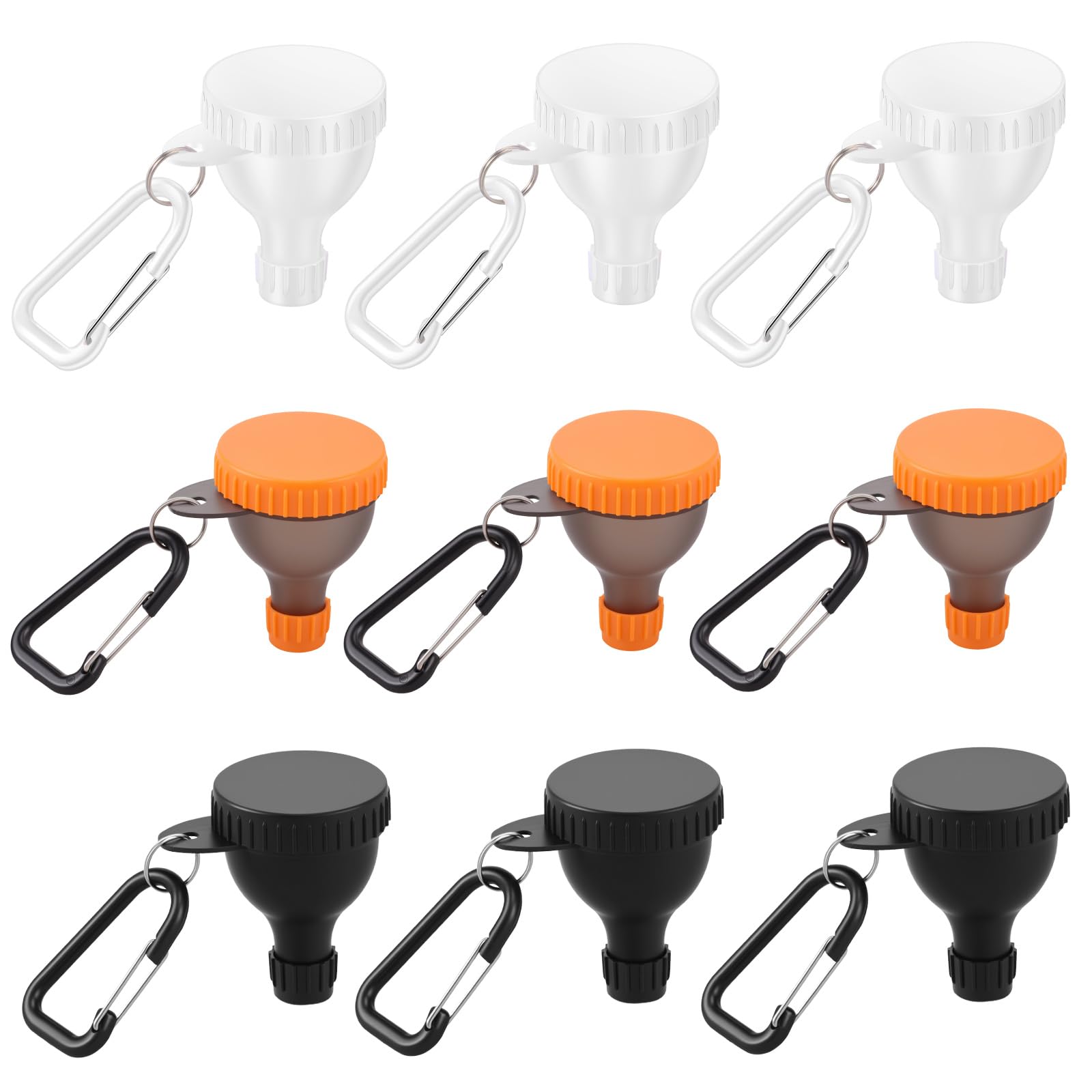 Bobash White+Orange+Black 9 Pcs Small Protein Shaker Reusable Protein Powder Container 50Ml Portable Proteins Powder Storage With Sealed Lid Compact Proteins Powders Funnel Design For Gym Workout Fitness Traveling