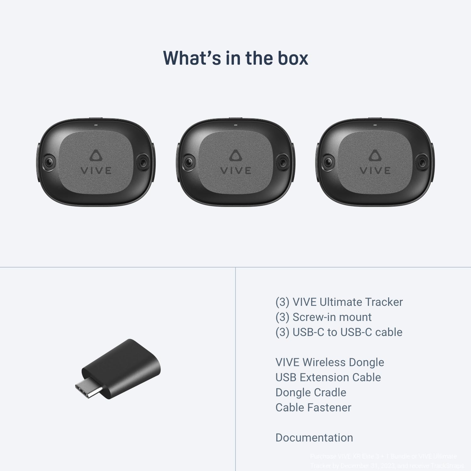 HTC Vive Ultimate Tracker 3 Pack + Dongle – Full-Body Tracking for VR