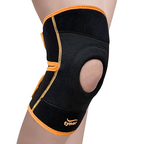 TYNOR Rodillera de neopreno para hombres y mujeres, para dolor de rodilla, artritis, rótula de compresión ajustable con acolchado de silicona para
