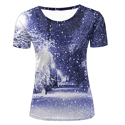 liujinsheng Women's Creative 3D Printed Fairy Ice and Snow World Graphics Summer Casual T Shirt Unisex Couple Tees Top Short Sleeve XXL