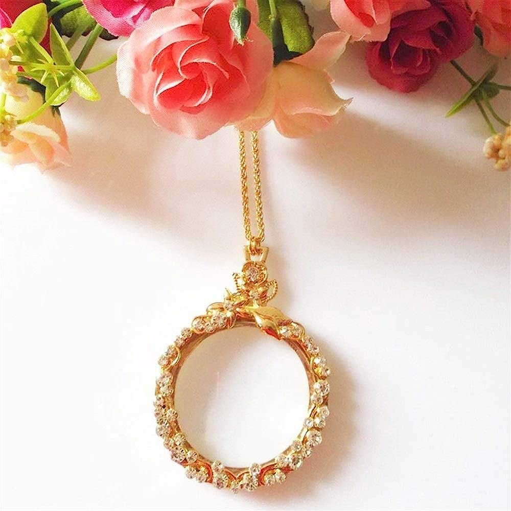 Lente d'Ingrandimento, Lente d'Ingrandimento retrò 10X, Amplificatore di Lettura per Collana, Lente d'Ingrandimento ad Alta chiarezza, Lente d'Ingrandimento Luminosa/Oro
