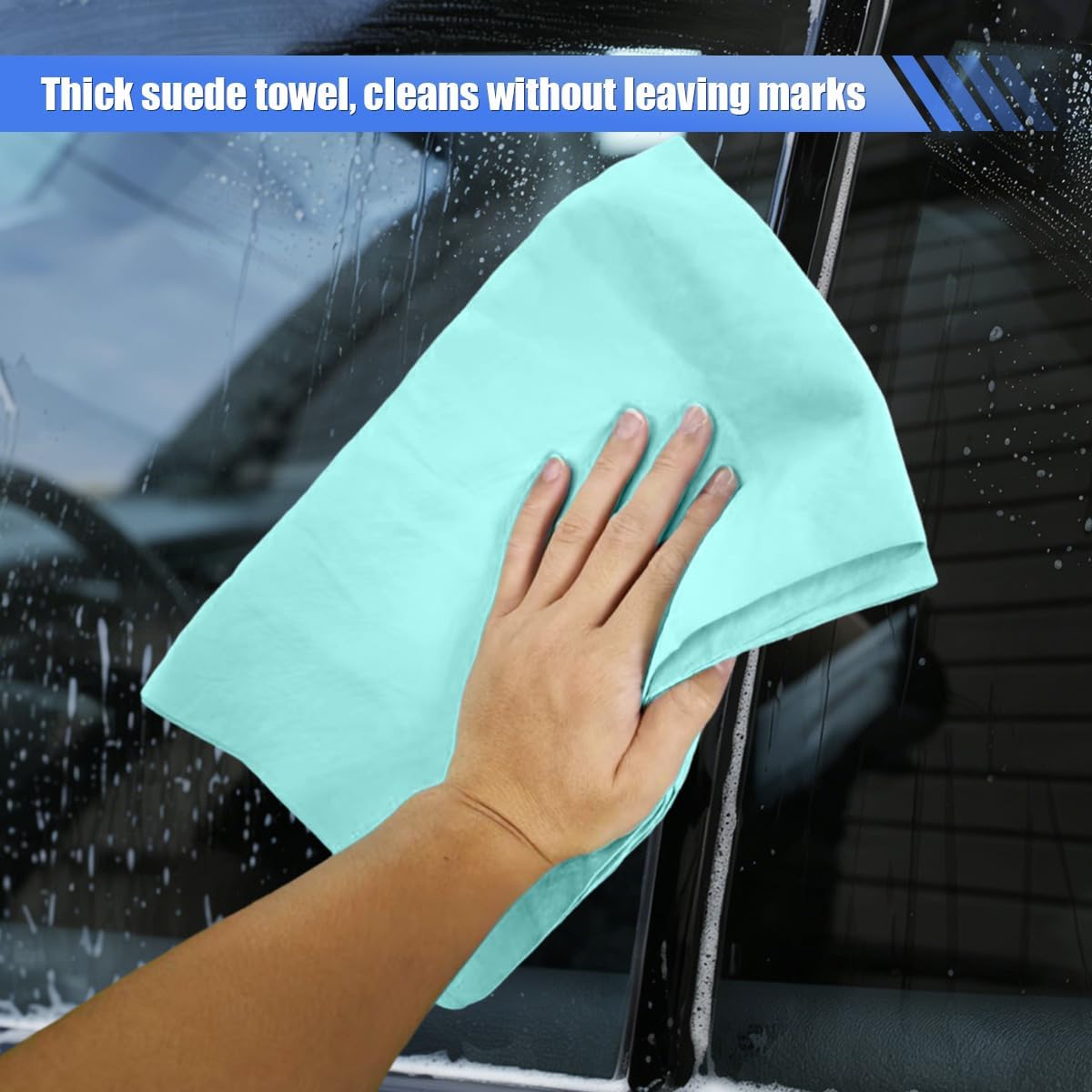 Shammy Cloth for Car Drying, 26"x17" Soft Absorbent Chamois Towel, Washable Reusable Car Wash Cleaning Cloth, No-Scratch Vehicle Dust Remove Tool (Green) image 3