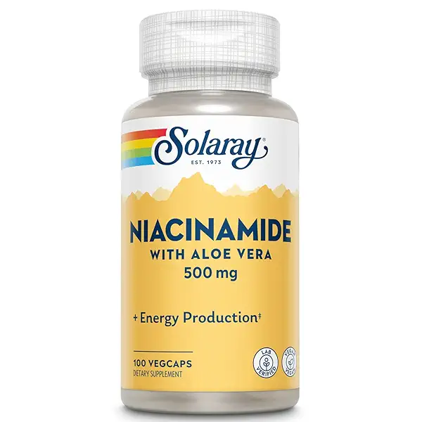 SOLARAY Niacinamide 500 mg | Vitamin B-3 | Energy Metabolism, Circulation, Nerve & Skin Health Support, 100 CT 1