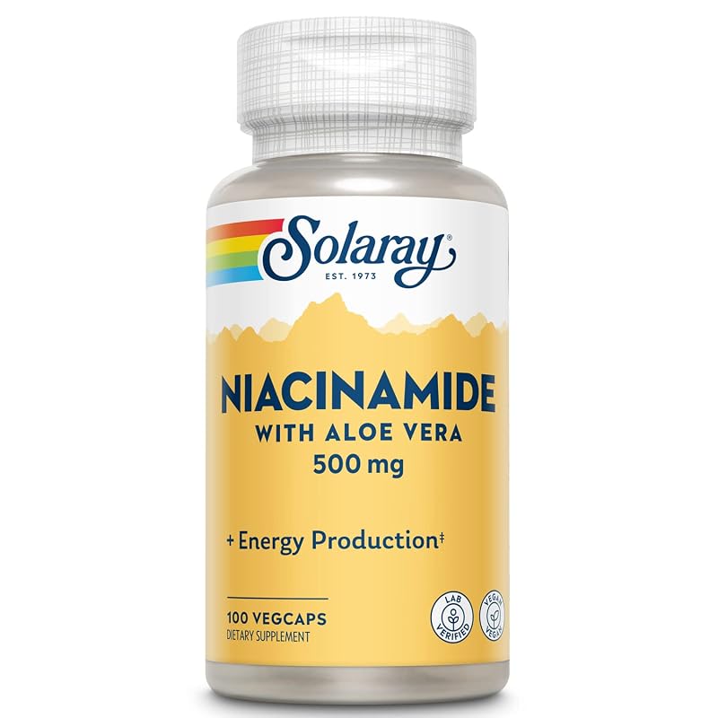 SOLARAY Suplemento de vitamina B3 com niacinamida 500 mg, 100 cápsulas