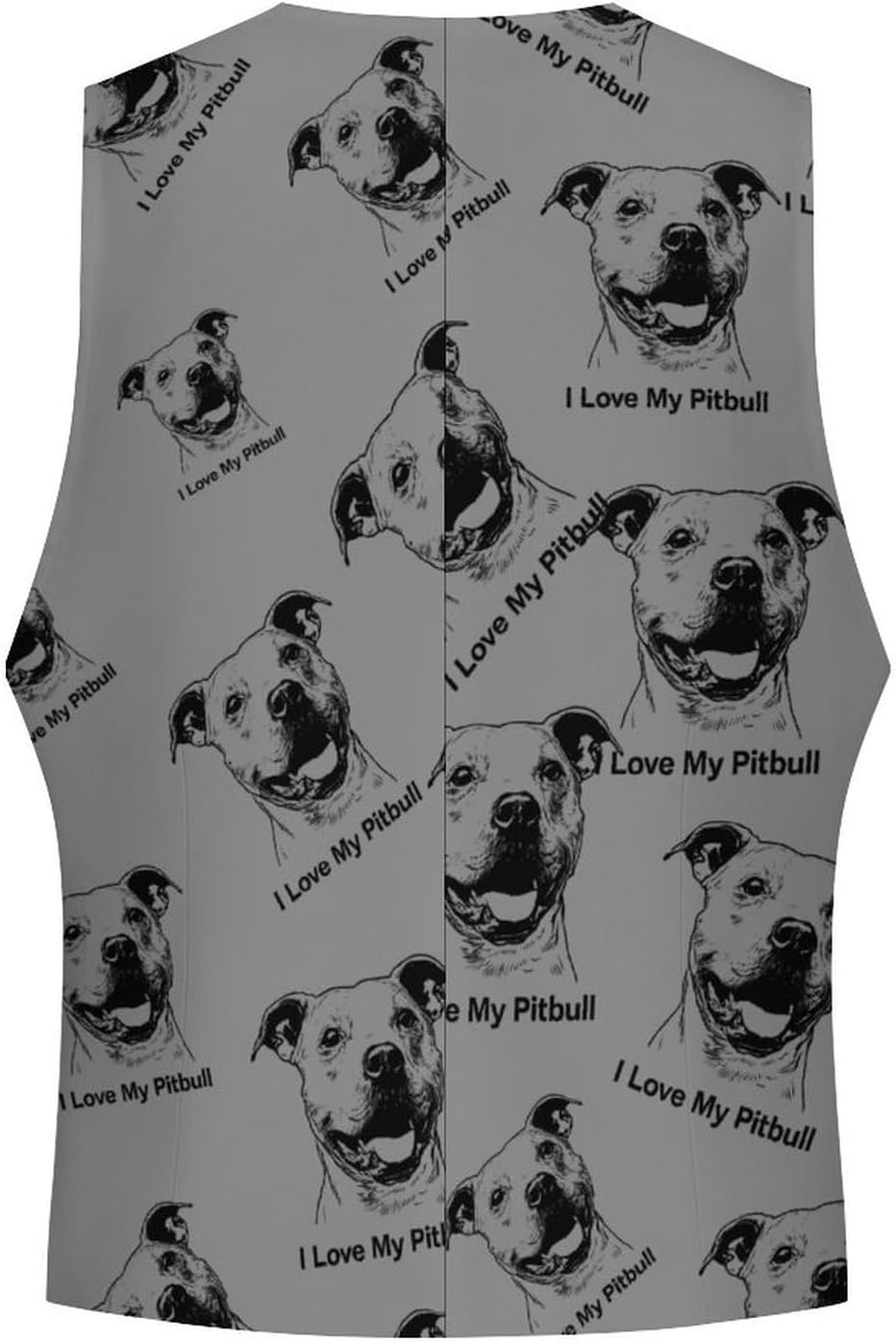 I Love My Pitbull1 Casual Men's Business Suit Vest Slim Fit Formal Dress Waistcoat Vests
