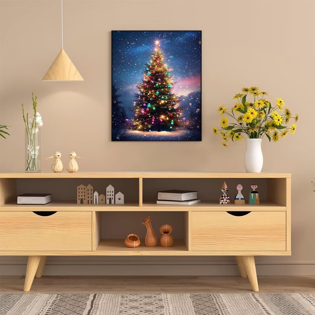 Pintura por Numeros árbol de Navidad Pintar por Numeros Adultos Niños, Paint by Number Kit con Pinceles y Pinturas Acrilicos, Cuadros por Numeros, Decoración para el Hogar (Sin Marco) 100x70cm w-4024