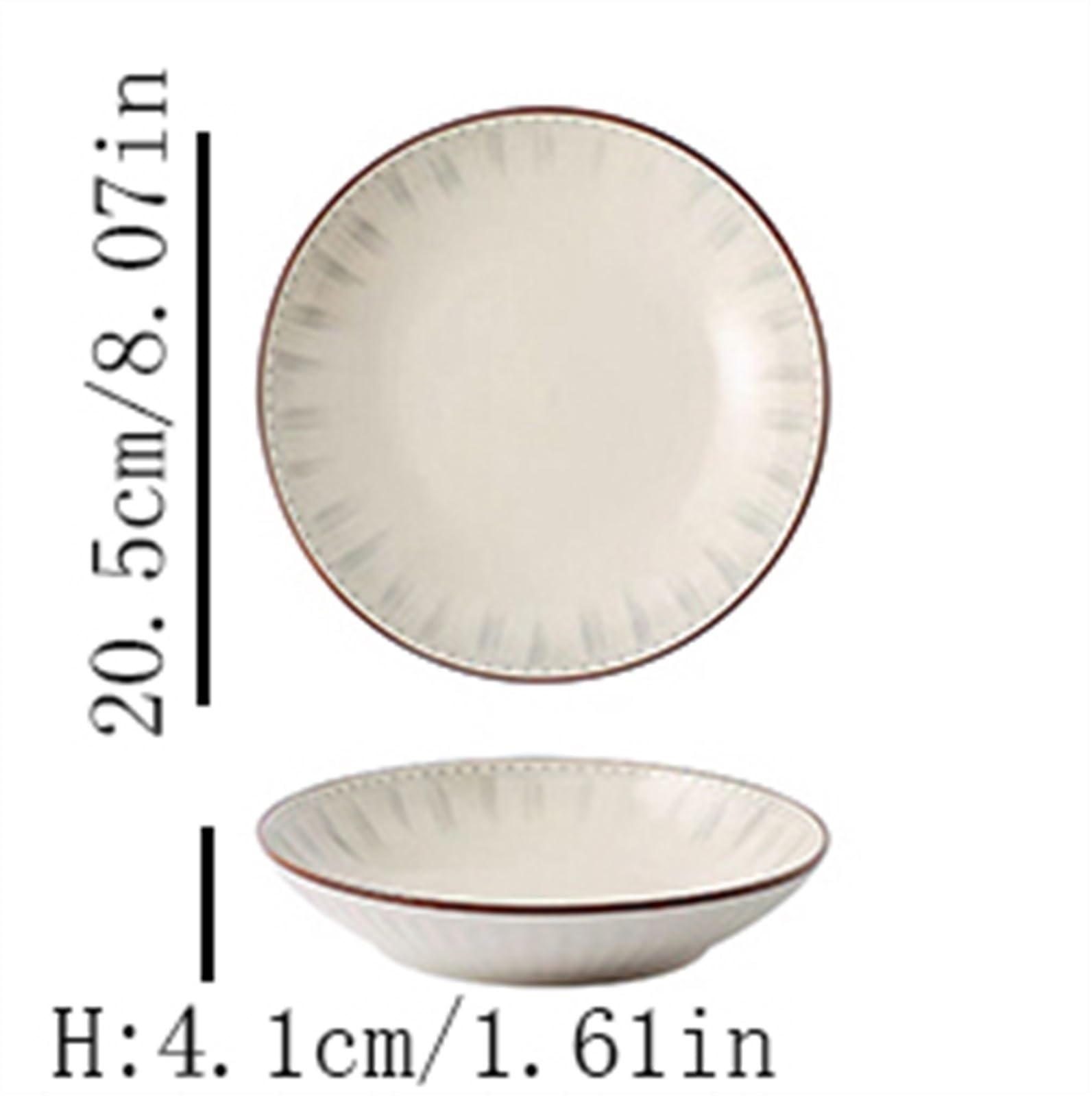 Plato de Cena Plato de cerámica de 4/6 piezas, plato de ensalada for el hogar, plato redondo blanco for cocina, restaurante, plato hondo Simple, plato de sopa, plato de postre Platos para Platos ( Col