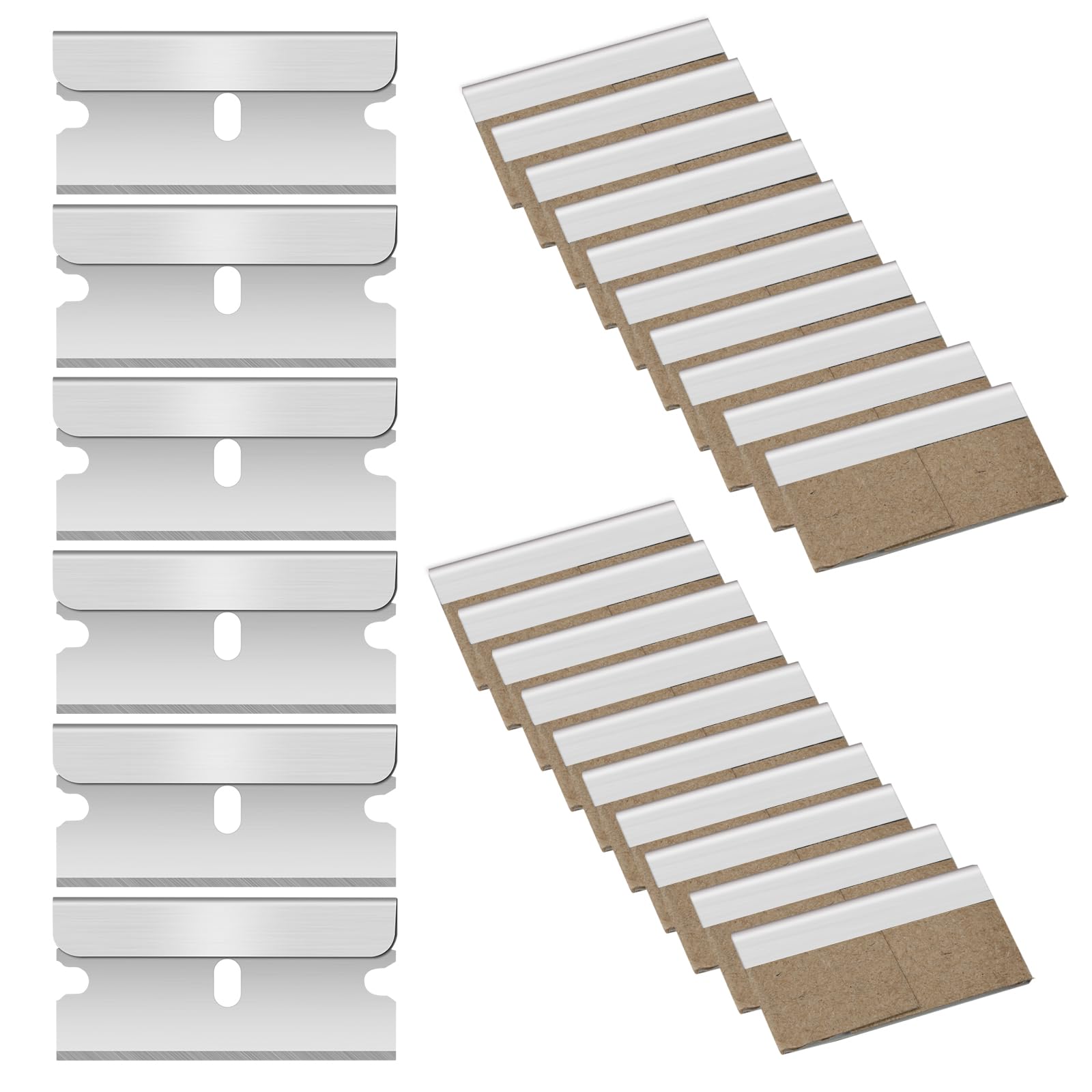 Flintronic 20 Piezas Cuchillas de Acero Inoxidable de Alta Calidad, Cartón Prémium de Acero, Cuchillas de Repuesto de Cartón Prémium de Acero, para Limpia Suelo,Horno,Placas de Inducción,Ventana