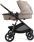 Joie Ginger 4-in-1 Convertible Pramette and Stroller with a Deep Recline, Height Adjustable Seat, All-Terrain Wheels, Extra Storage for Newborns and Toddlers (Mocha)