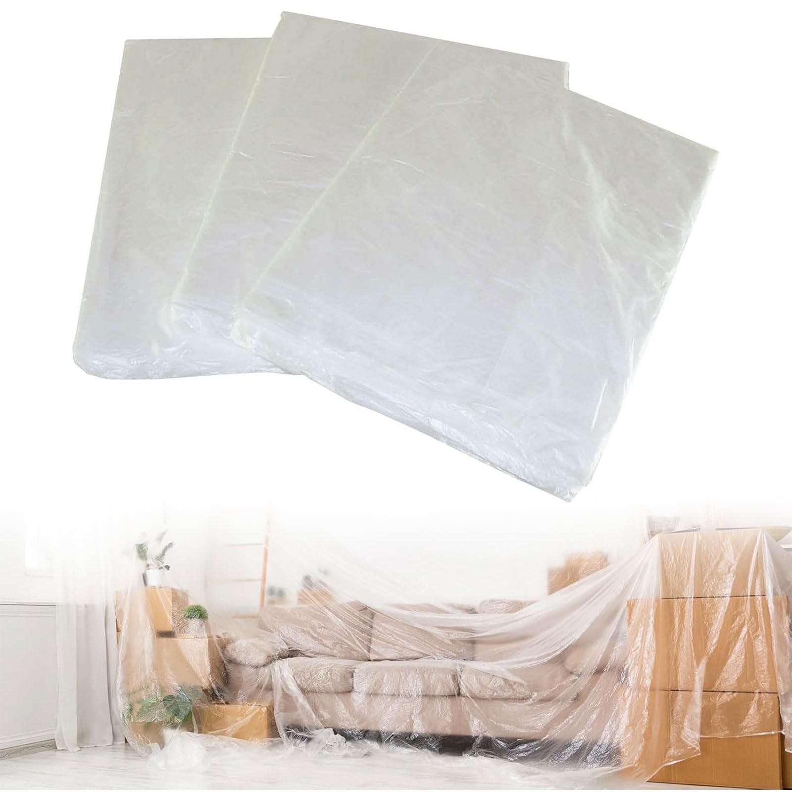PlaneEasy.® 6x Afdekfolie 4 X 5 M Schilderzeil 160 M² Dekzeil Extra Sterk Transparant Bouwfolie Schildersvlies Behang Schildersafdekzeil Voor Renovatie En Verhuizing Selectie Van 689105253