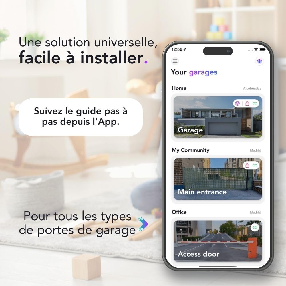 Kit de démarrage | Télécommande de Garage WiFi – Bien Plus Que d'ouvrir Une Porte de Garage avec Votre Mobile et Votre Voix – Contrôle Max 2 Portes par Starter Kit