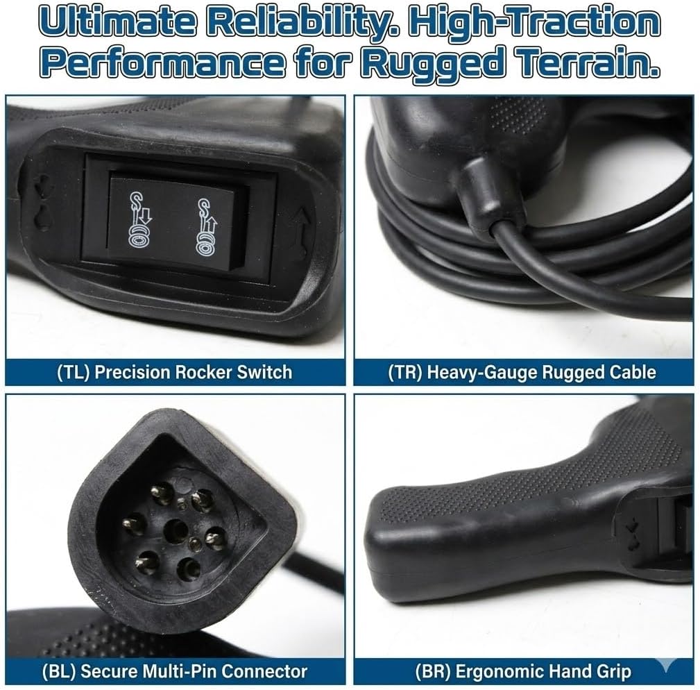 86335 Winch Remote Controller Compatible with Warn Winch M8000 M12000 VR12000 Zeon 10S - 83665 Replacement Handheld Controller with 12ft Power Cable and D-Shape 5-Pin Plug for Truck Winches