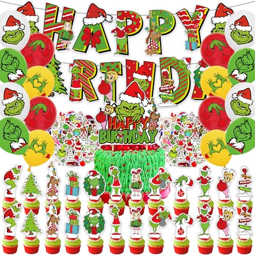 208Pcs Green Monster Christmas party decoration holiday decorations for families schools and offices Monster birthday party decorations. (green)