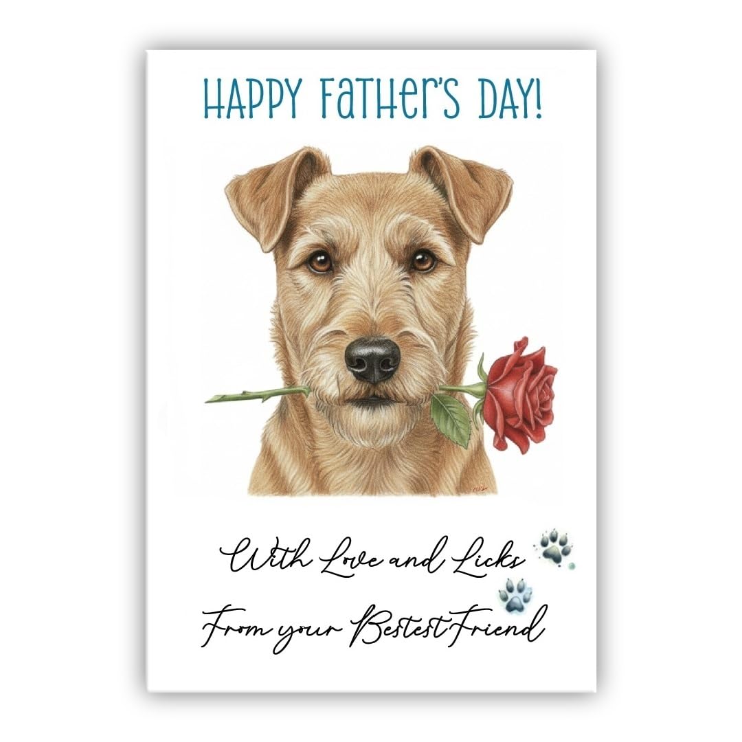 Father’s Day Card From the Dog – Cute Fathers Day Pet Card – “With Love and Licks” – Multiple Breeds Available (• Welsh Terrier tan) — image 1