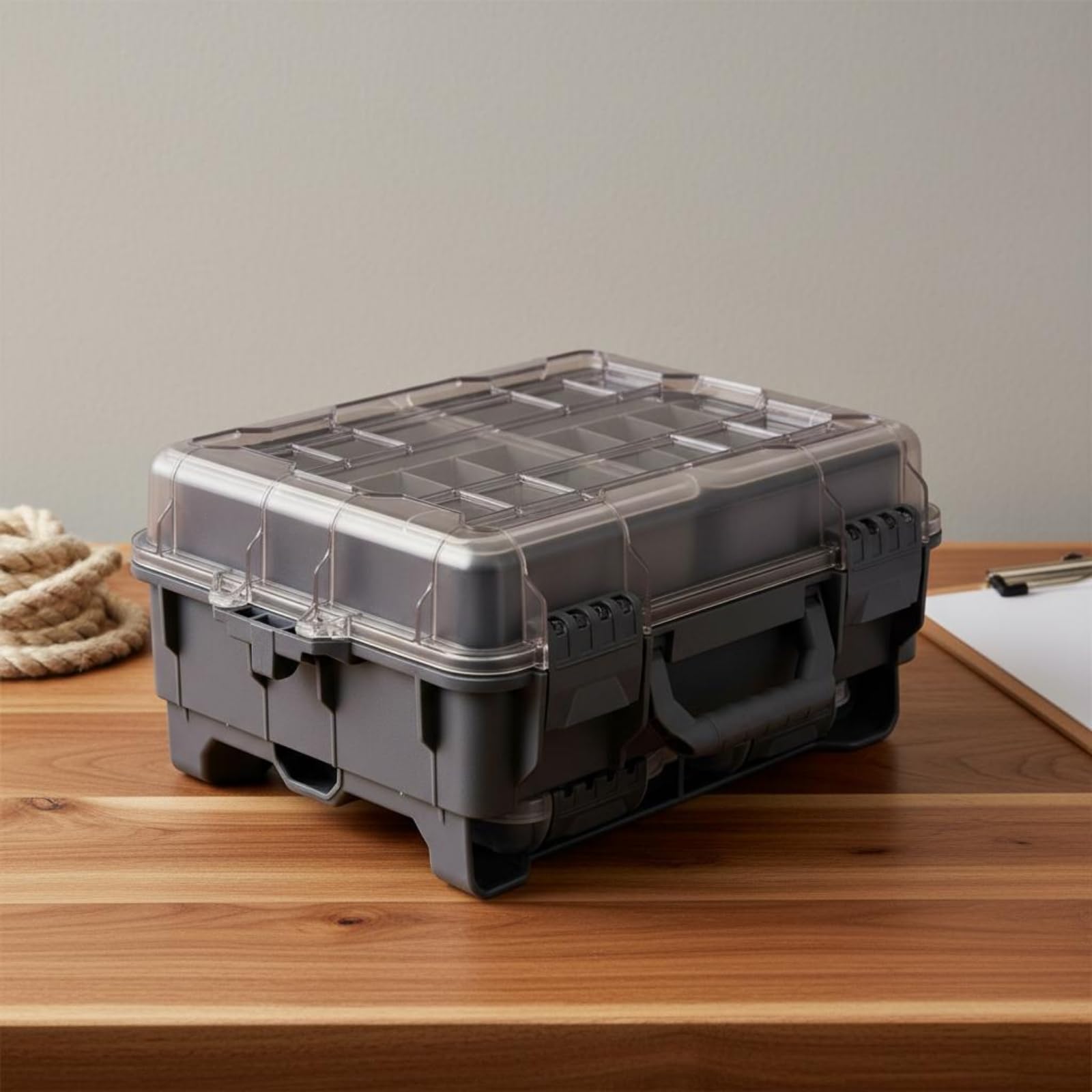 Custodia da Pesca Impermeabile Scatola Tackle Box Valigetta Attrezzatura con Vani Separati Porta Esche Ami Fili Materiale Pp Resistente All Esterno, Array, Verde