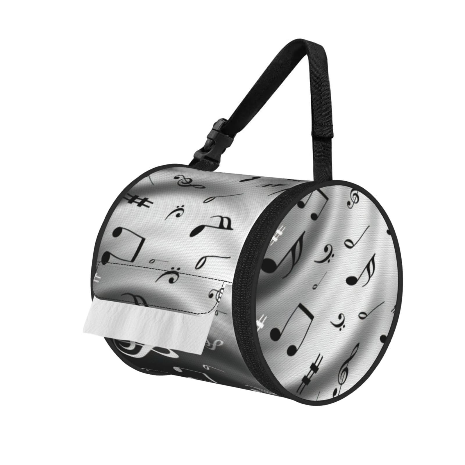 music Printed Roll Paper Carrier Bag, Foldable Oxford Cloth Tissue Case for Camping Hiking Backpack