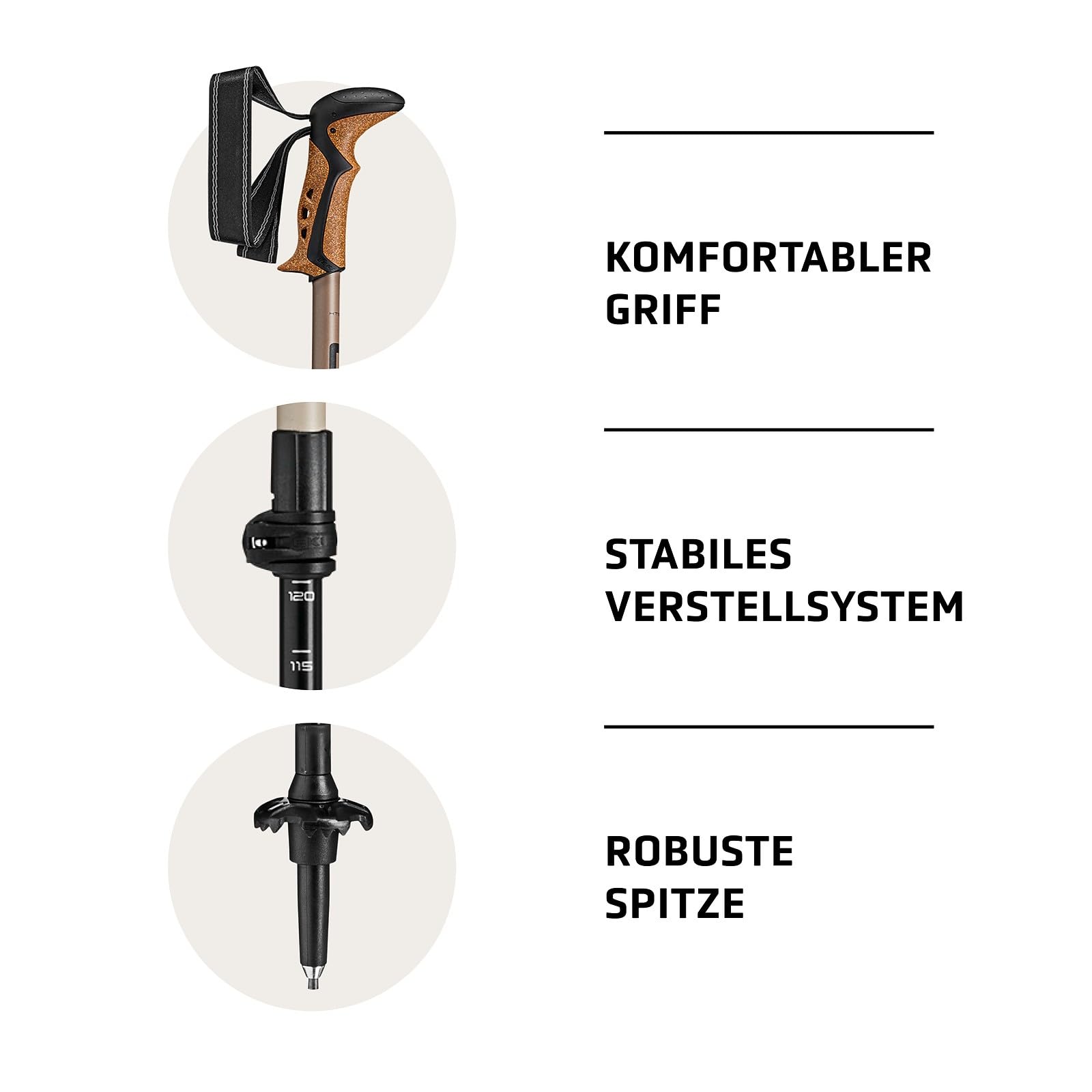 Leki Unisex Khumbu SL Trekkingstöcke Teleskopstöcke Nordic Walking 110-145 cm Schwarz