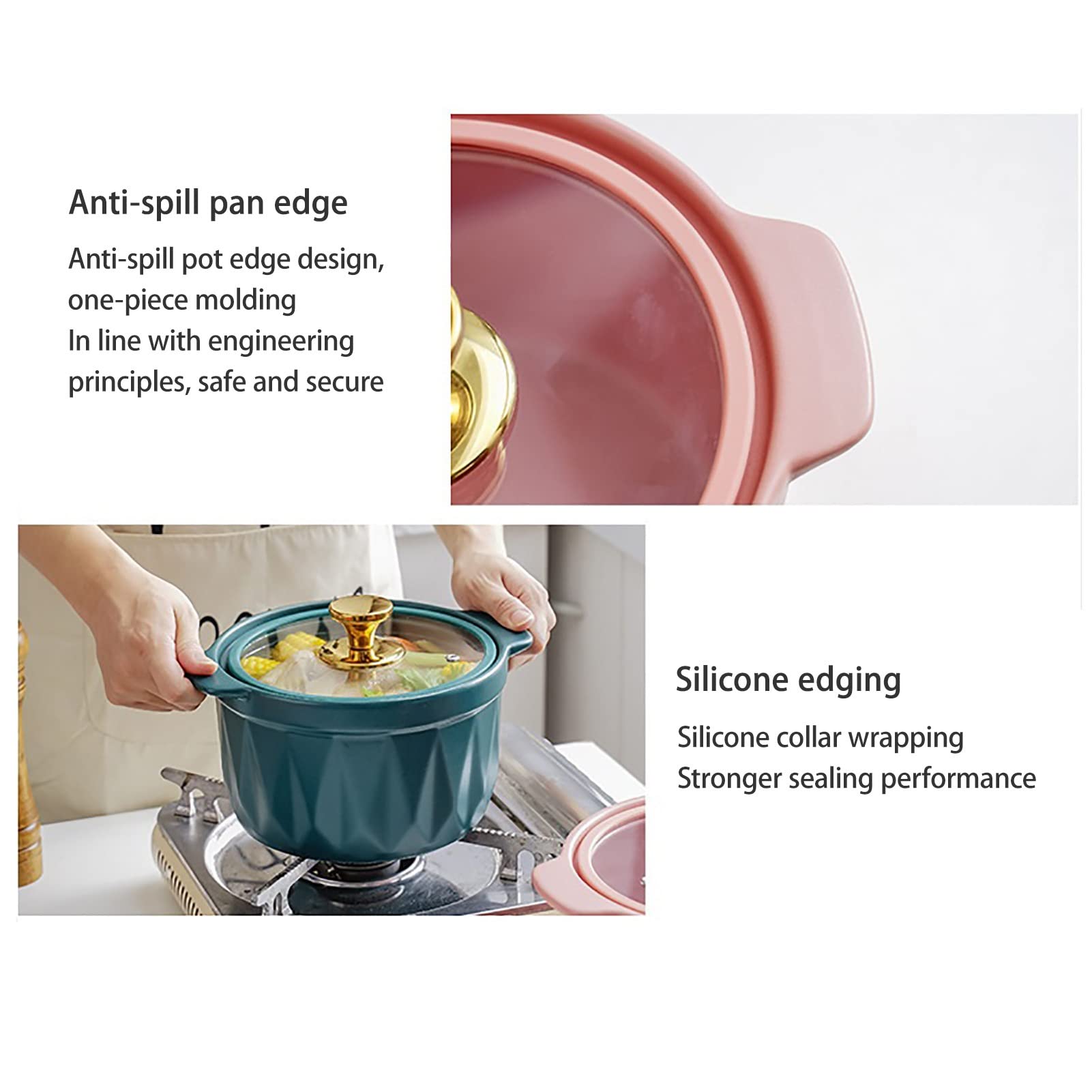 Dutch Oven Z Szklanymi Pokrywkami Gliniany Garnek Do Gotowania Pieczenie Garnek Gliniany Nieprzywierający Do Kuchenek Gazowych Gourmet(Yellow,2.5L)