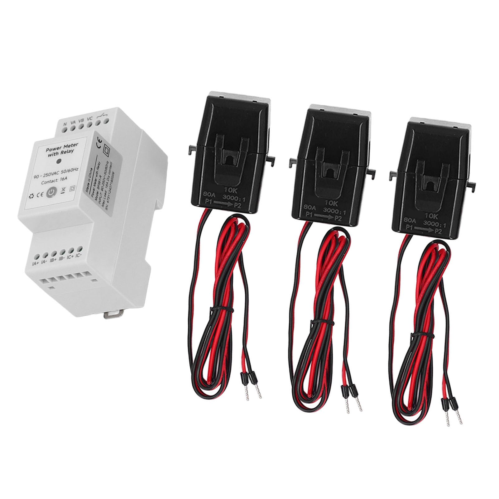 WALFRONT Monitorowanie Energii, 3-fazowy Inteligentny Licznik Energii 3-fazowy Zacisk Wi-Fi Power Solar PV Monitor z Przekładnikiem Prądowym, Napięcie Amperażu Multimetr Zużycia Elektrycznej,