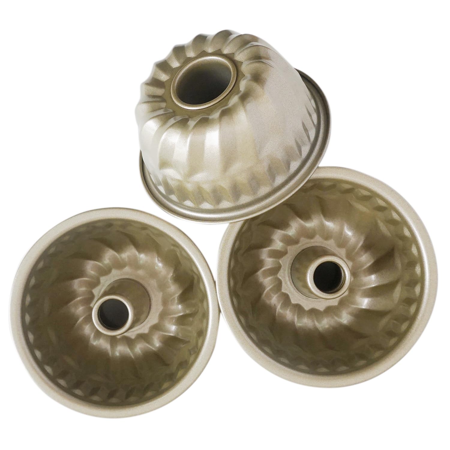 Moldes para pasteles pequeños de 4 pulgadas, moldes para tartas de 4 pulgadas, moldes antiadherentes para hornear, mini molde estriado Kugelhopf para pastel de calabaza, gelatina, brownies - 7