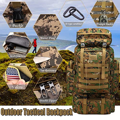 70L Waterproof Hiking Daypack Large Hiking Backpack, Hunting Camping Rucksack Backpack For Men Outdoor Sports Backpack (Green Camouflage) #TOP1