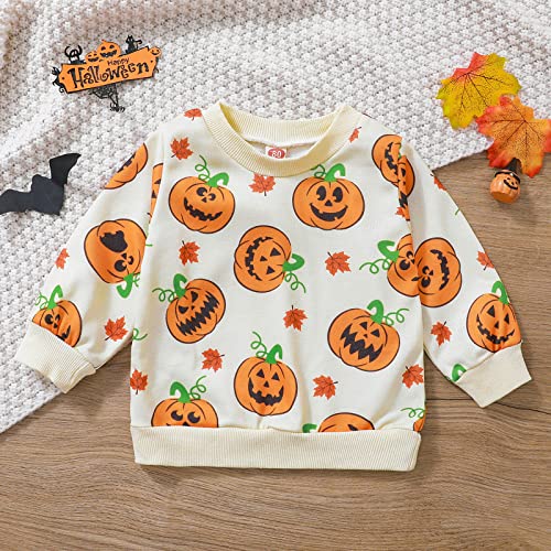 Toddler Halloween Shirt Baby Boy Girl Pumpkin Sweatshirt Crewneck Pullover Long Sleeve Sweater Tops4