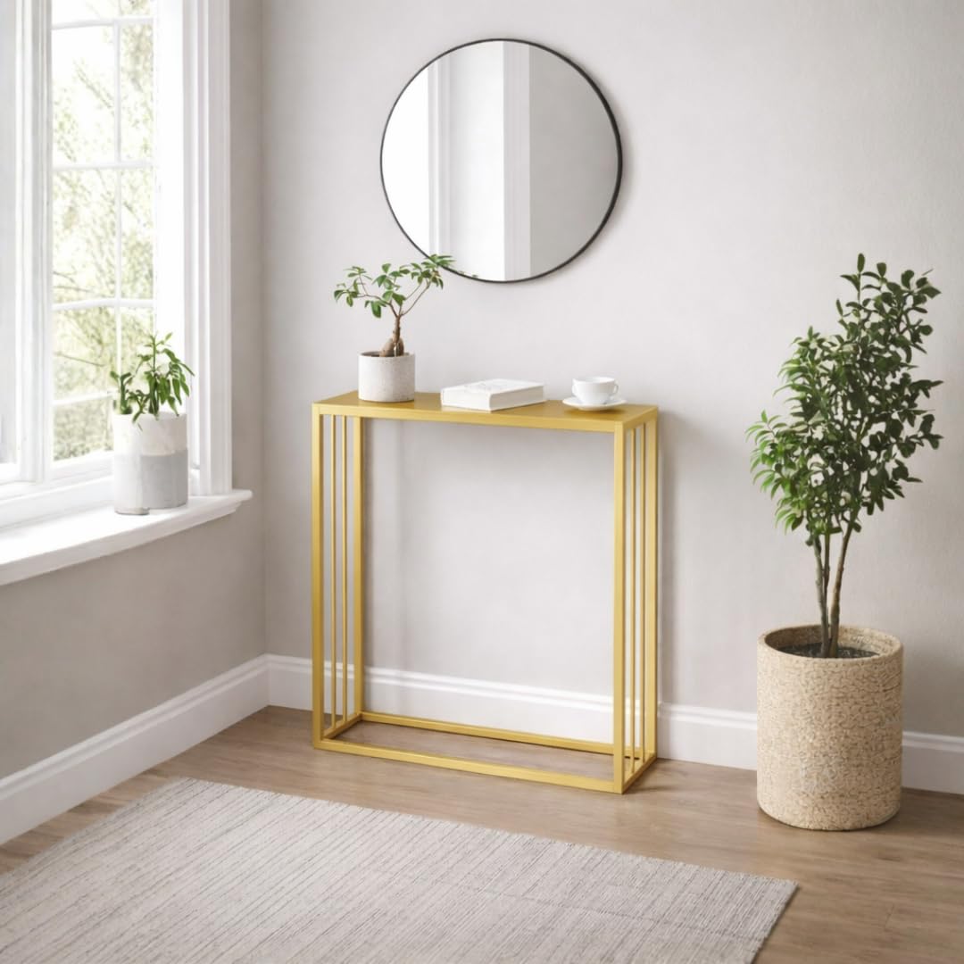 Mesa Consola Estrecha 80 cm – Mesa Consola – Mesa Estrecha – Mesa de Pasillo – Muebles Estrechos – Oro 80 x 20,5 x 10 cm