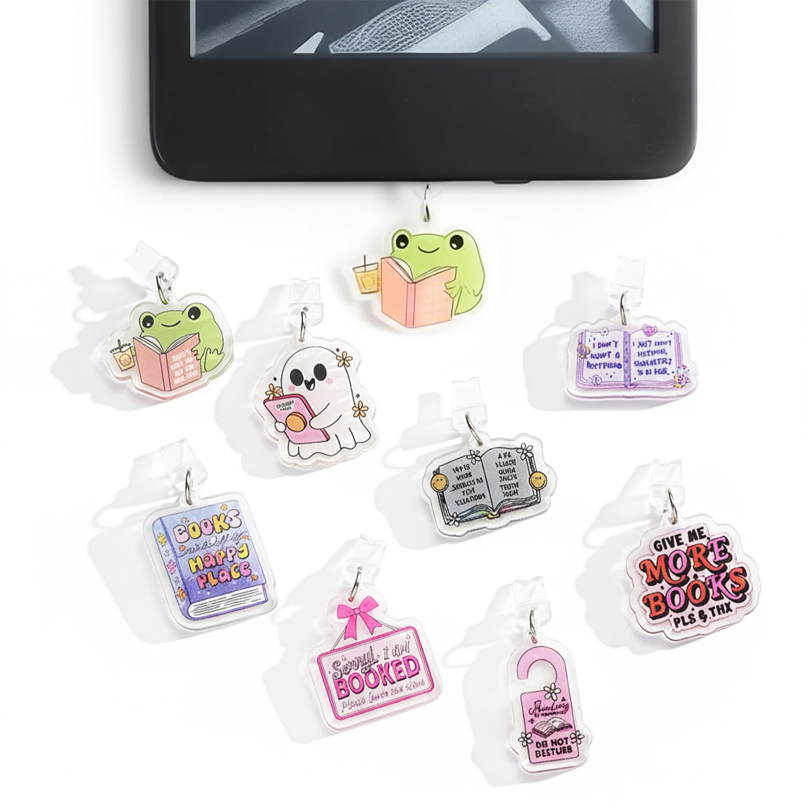 JYNVO 9 Pièces Breloques Anti-Poussière Amusantes, Micro USB Compatible avec Kindle Paperwhite 1-4/10/Oasis 1-3, E-Reader & Téléphones Android - Accessoires Kindle Femme - 1