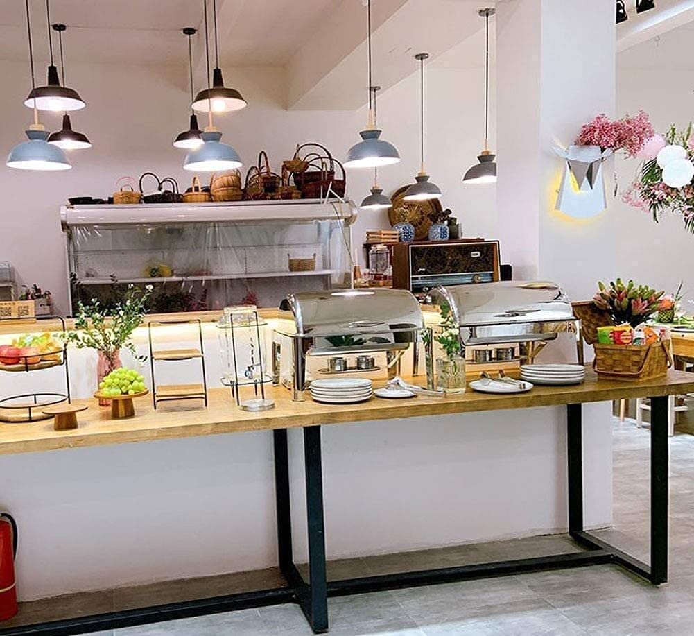 Juego de Calentadores de Alimentos Tipo Buffet, de Acero Inoxidable, con Tapa, Ideales para Fiestas, Banquetes y Eventos. Capacidad: 9 litros.