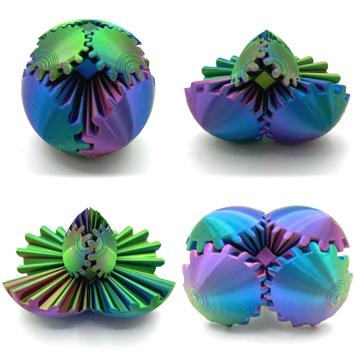 Gear Ball 3D Stampato Palla Antistress Per Bambini E Adulti,Spin Ball Fidget Toys,Palla Ingranaggio Rotante Colorata 3D,Regalo Per Bambini,Alleviare Stress Ufficio (Arcobaleno,Diametro: 6,5 Cm - Foto 12