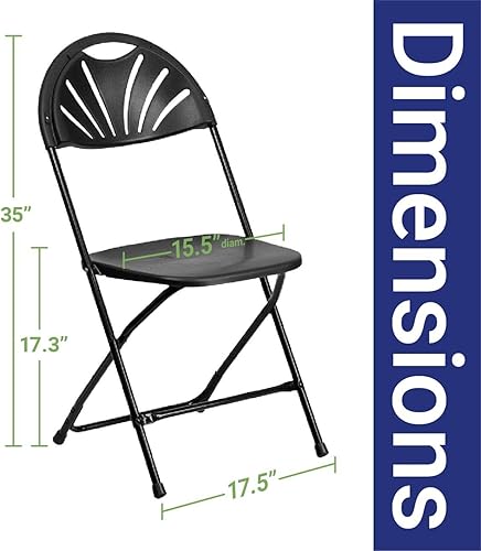 Miniatura 6 de TentandTable Ventilador Back - Sillas plegables apilables resistentes, color blanco, capacidad de 300 libras, para eventos, banquetes, fiestas y