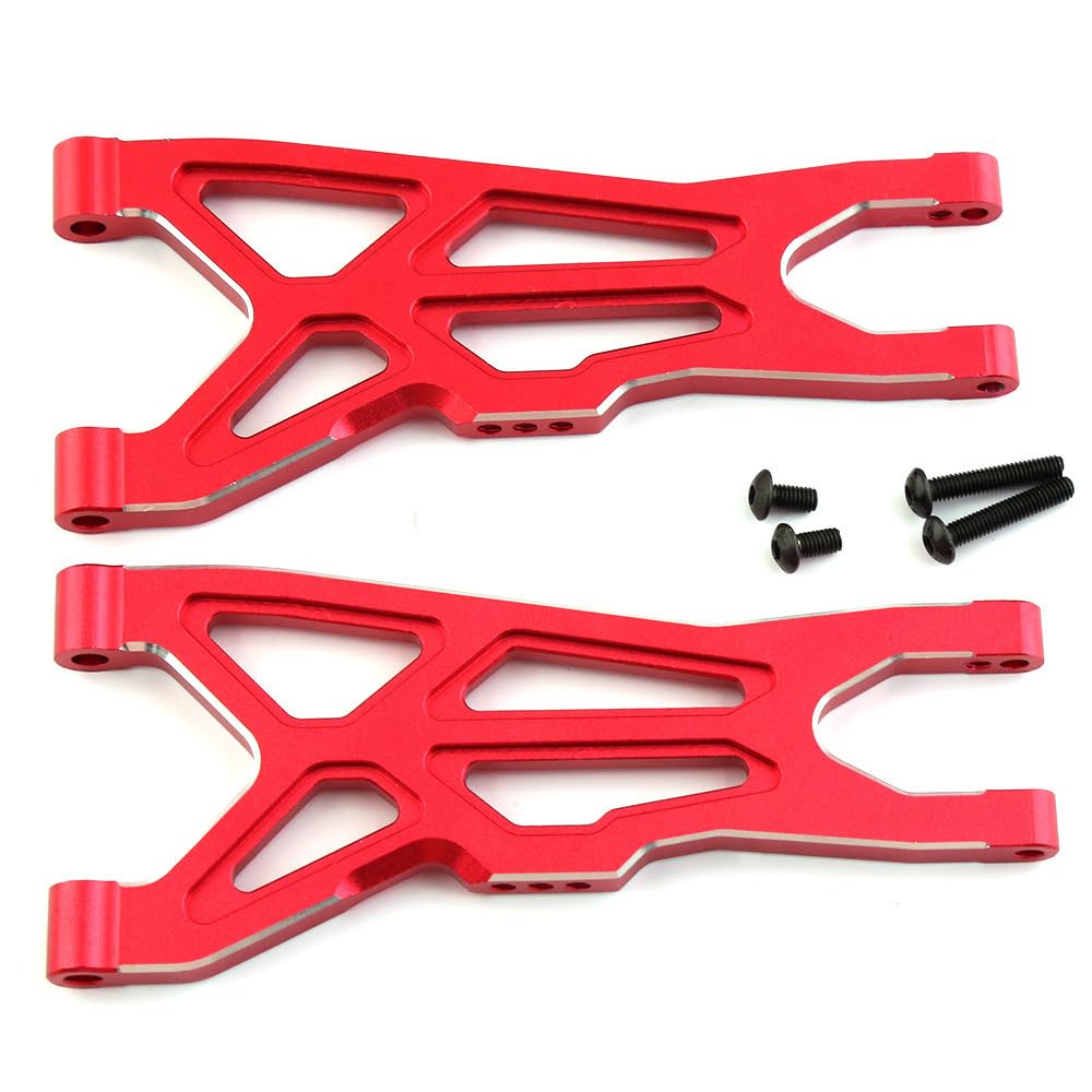 Aluminum Alloy Front Suspension Arm RC Upgrade Parts for ARRMA 1/10 3S Big Rock, 1/8 3S Typhon RC Car (Red)