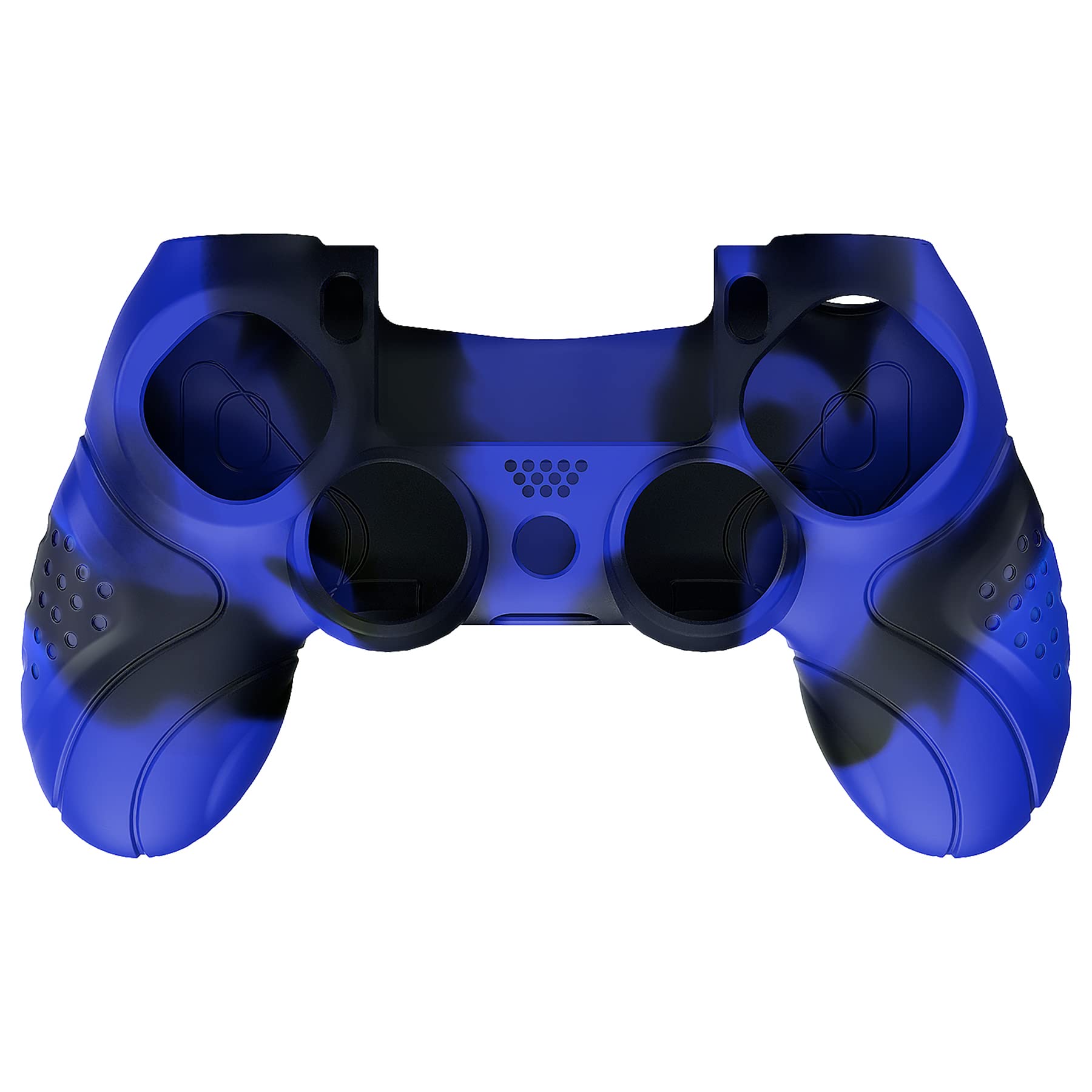 playvital Protection pour ps4 Coque Manette,Housse Silicone avec Capuchon Joystick pour ps4 Slim Pro Controller Skin Cover-Bleu & Noir,Guardian Edition - 3