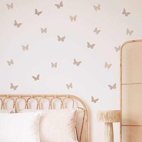 Miniatura 3 de QUCHENG Calcomanías de pared de animales, decoración de pared de mariposa bohemia para niñas, calcomanías extraíbles para niños, calcomanías de
