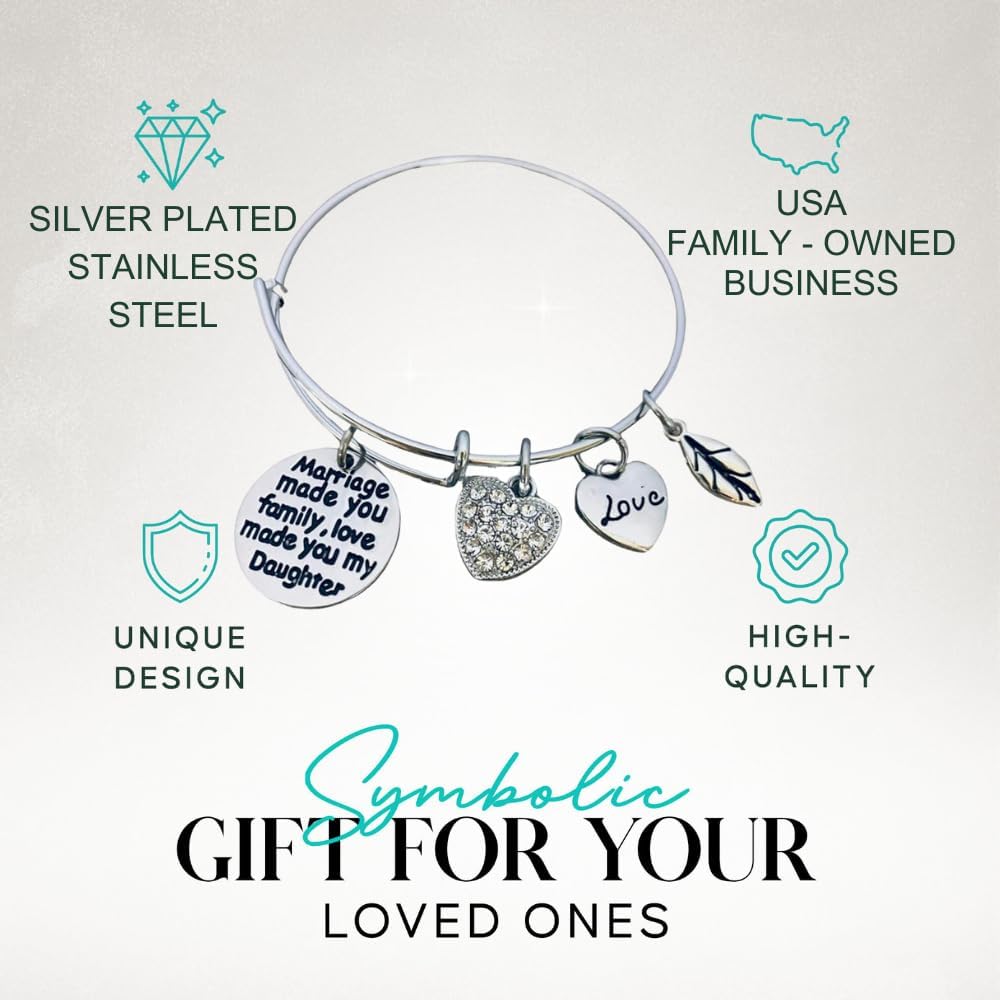Daughter In Law Gift, Wedding Bracelet Gift for Bride Step Daughter Gift New Daughter Bracelet Jewelry from Mother in Law Bonus Daughter (Love made you our Daughter) Bonus Daughter - Image 4