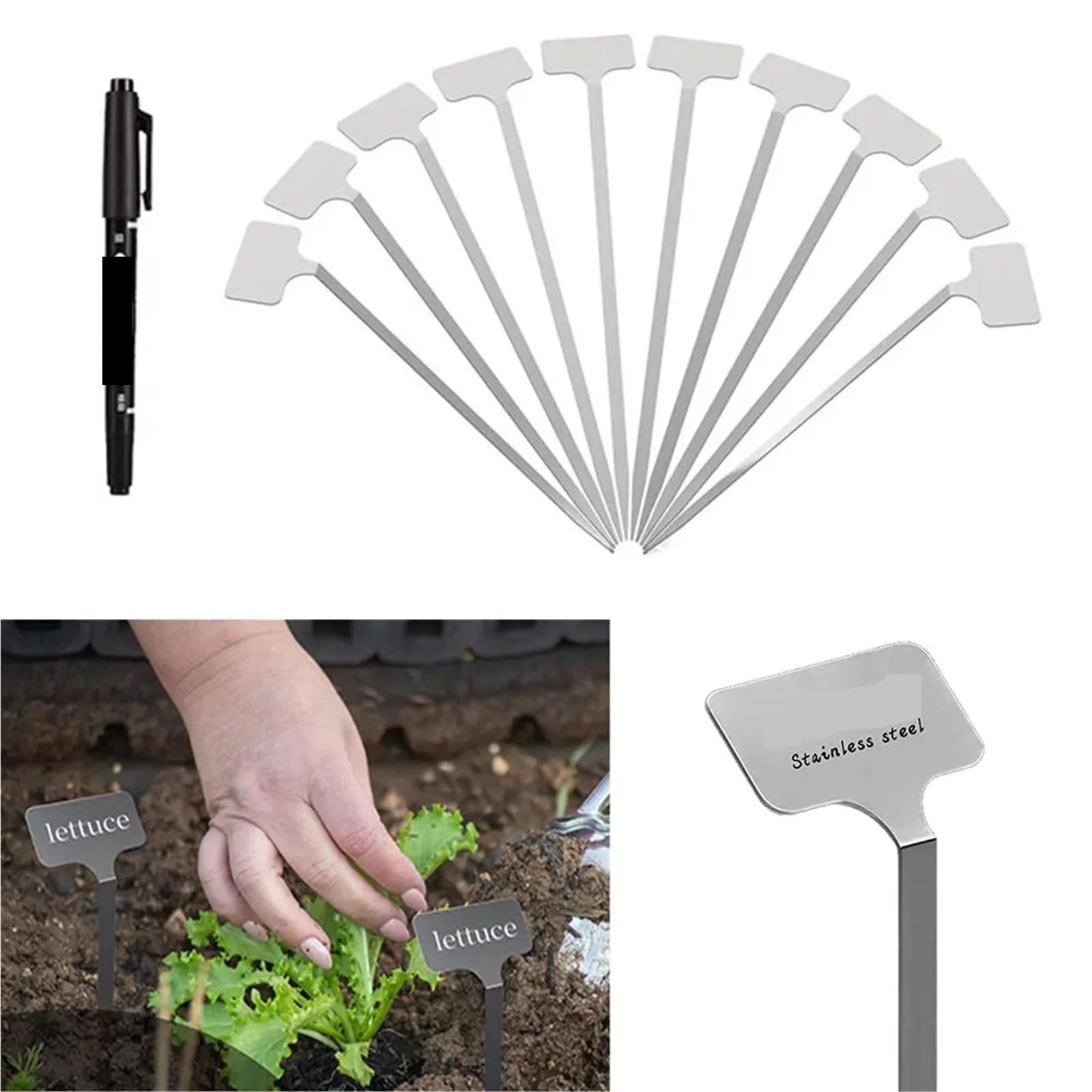 Étiquettes de plantes en métal, marqueurs d'étiquettes jardin résistants aux intempéries, réutilisables for, légumes, semis fleurs, 20 pièces