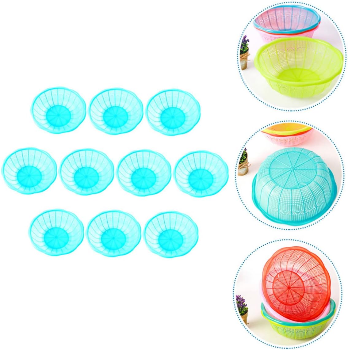 Multipurpose Plastic Washing Basin 10pcs Draining Basket for Rice Fruits and Vegetables Removable Strainer for Kitchen Use Random Color
