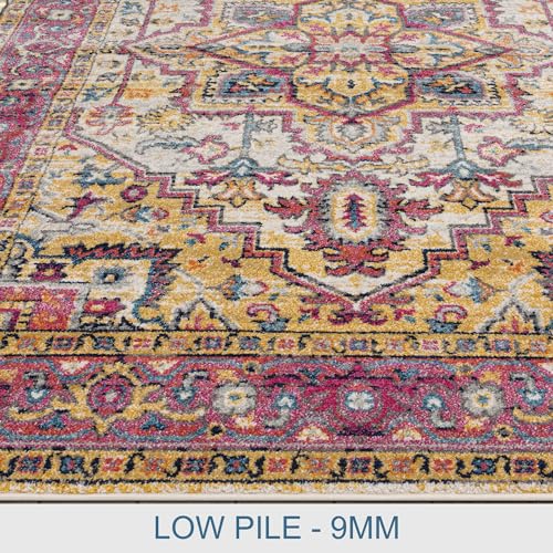 Asiatic Edits Low Pile Vintage Pink Multi Indoor Rug for Living room Bedroom, Conservatory, Hallway, Large Area - Image 3