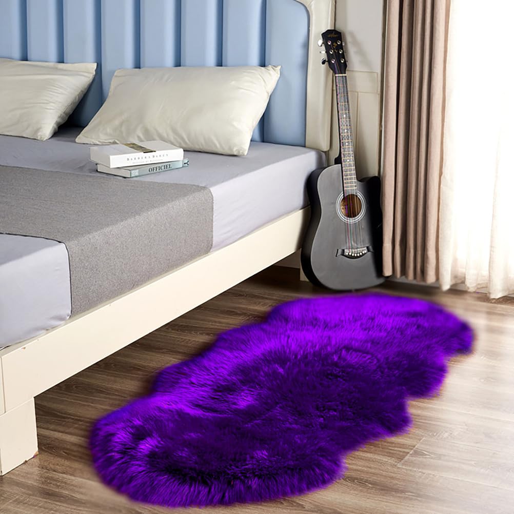 Shaggy Deep-Pile Rug, Non-Slip Washable Fluffy Rugs Area Runner Rugs Modern Decorative Rug for Bedroom, Living Room,Dark purple,90 * 60cm